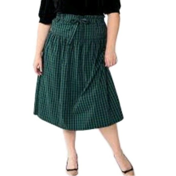 Draper James Green Plaid Paper Bag Waist  Skirt  Women's Size XXL NWT - Picture 1 of 8